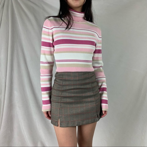Northern Reflections Sweaters - medium pink and white striped knit sweater